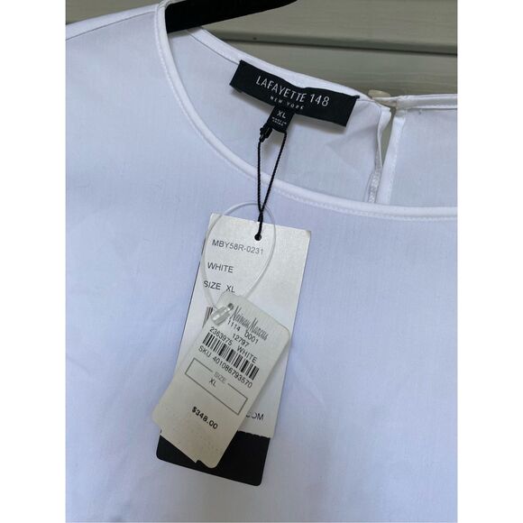 Lafayette 148 New York NWT Revina Ruffle Poplin White Blouse, Sz XL, MP $348 - Picture 3 of 8